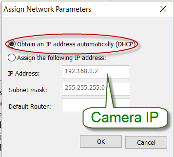 Assigning a Temporary IP Address to a Camera
